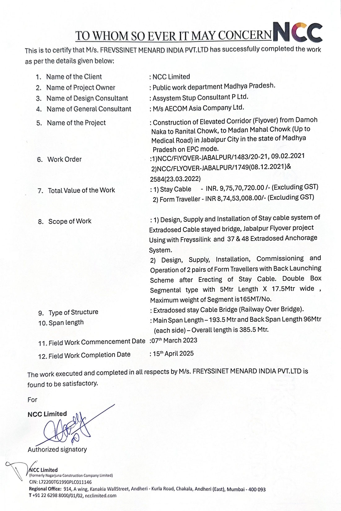 Jabalpur Flyover Project, MP